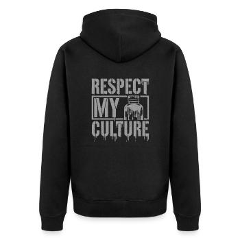 Probiotische Leidenschaft zeigen - Unisex Premium Bio Zip Hoodie - Schwarz - Hinten - Nico (187cm)