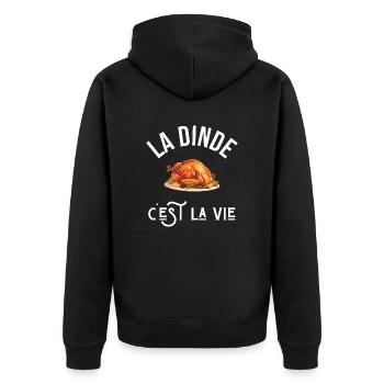 La dinde c’est la vie - idée cadeau - Veste à capuche bio Premium Unisexe - noir - Dos - Nico (187cm)