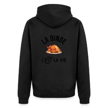 La dinde c’est la vie - idée cadeau - Veste à capuche bio Premium Unisexe - noir - Dos - Nico (187cm)