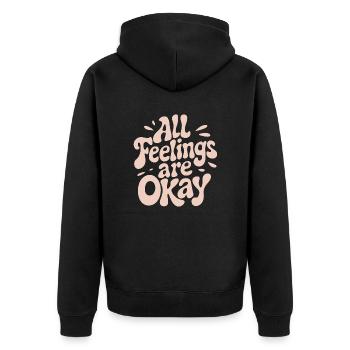 Ein Spruch für Mental Health Awareness - Unisex Premium Bio Zip Hoodie - Schwarz - Hinten - Nico (187cm)