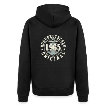 60. Geburtstag Norddeutsches Original geboren 1965 - Unisex Premium Bio Zip Hoodie - Schwarz - Hinten - Nico (187cm)