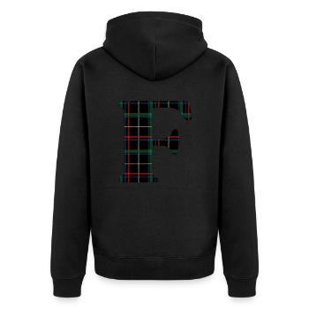 Monogramme f tartan écossais - Veste à capuche bio Premium Unisexe - noir - Dos - Nico (187cm)