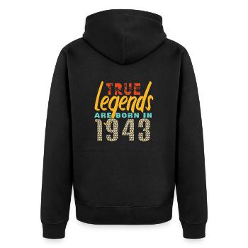 Les vrais légendes sont nés en 1943. Année 2025. - Veste à capuche bio Premium Unisexe - noir - Dos - Nico (187cm)