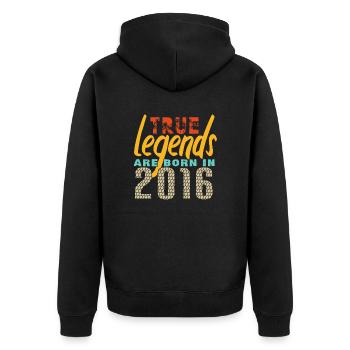 Les vrais légendes sont nés en 2016. Année 2025. - Veste à capuche bio Premium Unisexe - noir - Dos - Nico (187cm)