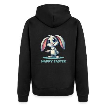 Bunny Comic Easter Bunny - Unisex Premium Organic Zip Hoodie - black - Back - Nico (187cm)
