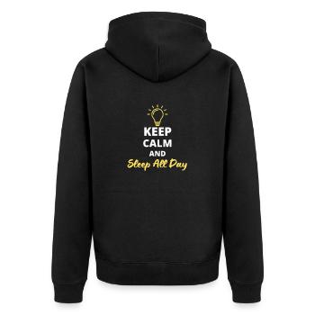 T-shirt fun « Keep Calm and Sleep All Day » - Veste à capuche bio Premium Unisexe - noir - Dos - Nico (187cm)