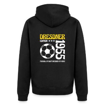 Dresdner Geburtstag 1955 Fußball Geschenk - Unisex Premium Bio Zip Hoodie - Schwarz - Hinten - Nico (187cm)
