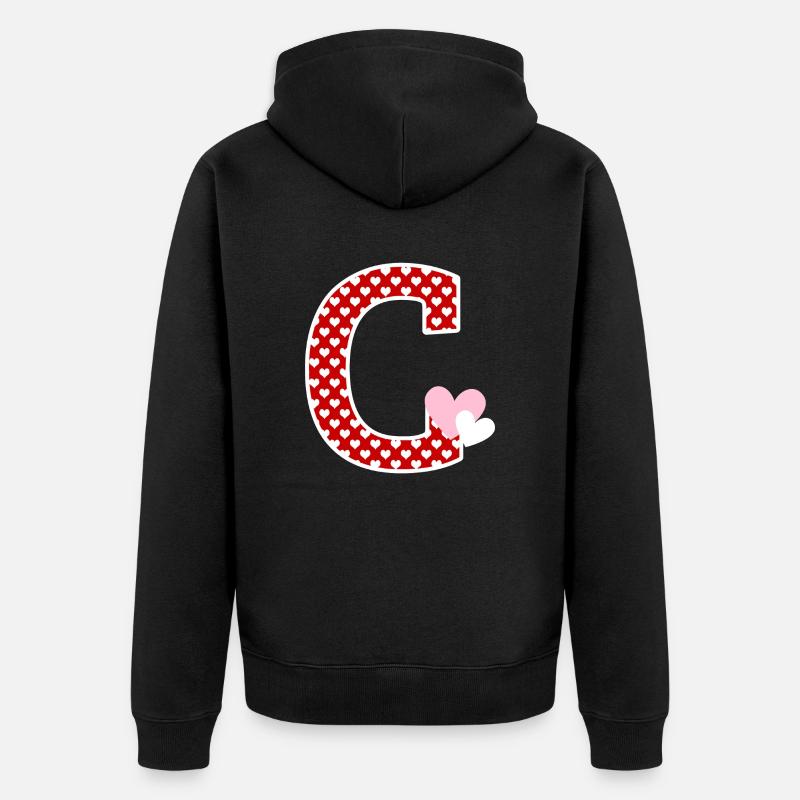 Lettre c cœur - Veste à capuche bio Premium Unisexe - noir