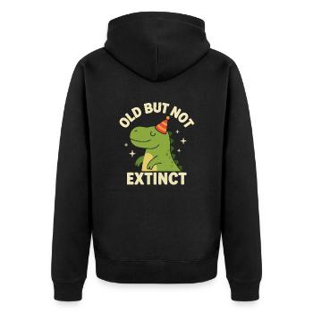 Lustiger Dino – Geburtstagsgeschenk Idee - Unisex Premium Bio Zip Hoodie - Schwarz - Hinten - Nico (187cm)