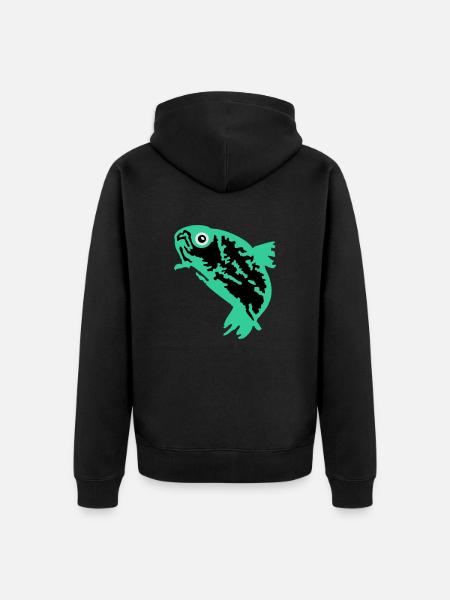 Forelle / Trout (3c) - Unisex Premium Bio Zip Hoodie - Schwarz