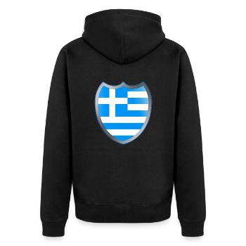 Greece (Griechenland_Wappen) - Unisex Premium Bio Zip Hoodie - Schwarz - Hinten - Nico (187cm)
