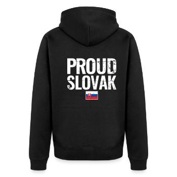 Proud Slovak Slowakei Slowakische Flagge Slowake - Unisex Premium Bio Zip Hoodie - Schwarz - Hinten - Nico (187cm)
