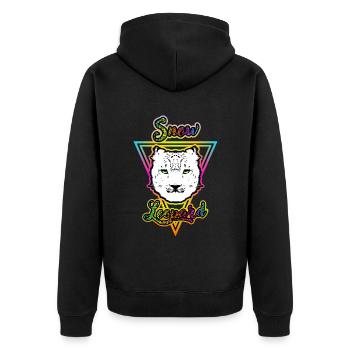 Schneeleopard - Unisex Premium Bio Zip Hoodie - Schwarz - Hinten - Nico (187cm)