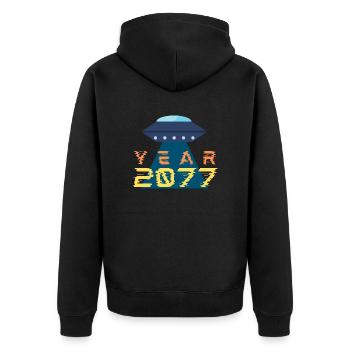UFO - Unisex Premium Organic Zip Hoodie - black - Back - Nico (187cm)