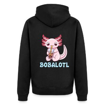 Bobalotl Pun Design for Axolotl Lovers - Unisex Premium Organic Zip Hoodie - black - Back - Nico (187cm)