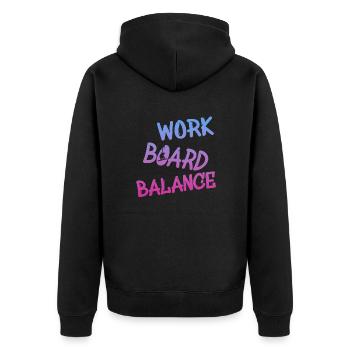 Work Board Balance - Unisex Premium Bio Zip Hoodie - Schwarz - Hinten - Nico (187cm)