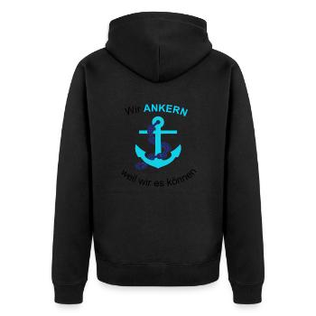 Ankern - Unisex Premium Bio Zip Hoodie - Schwarz - Hinten - Nico (187cm)