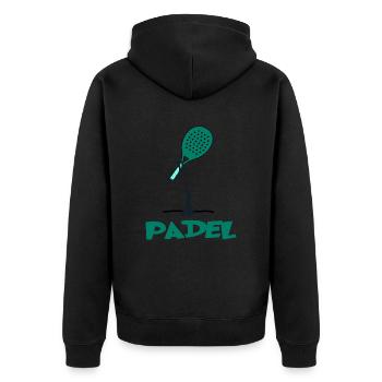 padel padel tennis padeltennis player paddle padle - Unisex Premium Organic Zip Hoodie - black - Back - Nico (187cm)
