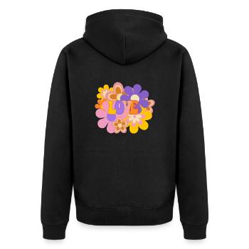 Love 60ies Flower Power Valentinstag Geburtstag - Unisex Premium Bio Zip Hoodie - Schwarz - Hinten - Nico (187cm)