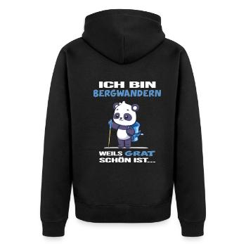 Bergwandern Gratwanderung Berghütte servus alpin - Unisex Premium Bio Zip Hoodie - Schwarz - Hinten - Nico (187cm)