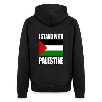 I stand with palestine - Unisex Premium Organic Zip Hoodie - black - Back - Nico (187cm)