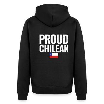 Proud Chilean Chile Flag - Unisex Premium Organic Zip Hoodie - black - Back - Nico (187cm)