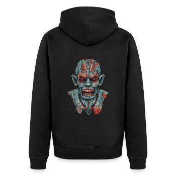 Zombie - Unisex Premium Bio Zip Hoodie - Schwarz - Hinten - Nico (187cm)