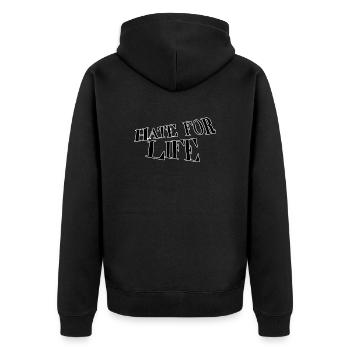 Hate for life - Unisex Premium Bio Zip Hoodie - Schwarz - Hinten - Nico (187cm)