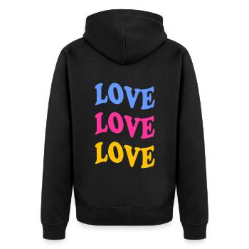 Love Love Love - Unisex Premium Bio Zip Hoodie - Schwarz - Hinten - Nico (187cm)