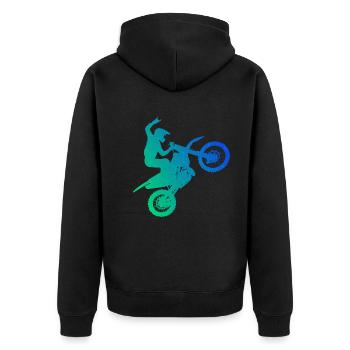 Dirt Biker Supermoto Motocross Freestyle Motocross - Unisex Premium Bio Zip Hoodie - Schwarz - Hinten - Nico (187cm)
