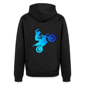 Motocross Freestyle Motocross Dirt Biker - Unisex Premium Bio Zip Hoodie - Schwarz - Hinten - Nico (187cm)