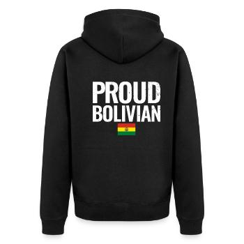 Proud Bolivian Bolivien Bolivianische Flagge - Unisex Premium Bio Zip Hoodie - Schwarz - Hinten - Nico (187cm)