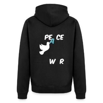 Stop War Peace Statement with Dove of Peace - Unisex Premium Organic Zip Hoodie - black - Back - Nico (187cm)