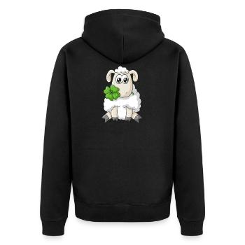 moutons bande dessinée du bonheur - Veste à capuche bio Premium Unisexe - noir - Dos - Nico (187cm)