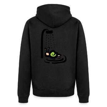 Schnecke unter der Dusche - Duschen - Unisex Premium Bio Zip Hoodie - Schwarz - Hinten - Nico (187cm)