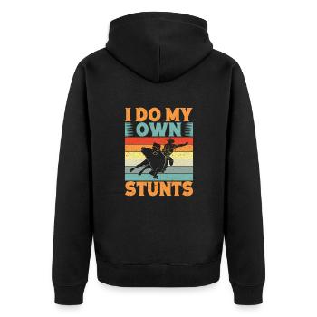Western Rider I Do My Own Stunts Cowboy Rodeo - Unisex Premium Bio Zip Hoodie - Schwarz - Hinten - Nico (187cm)