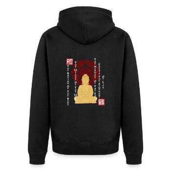 Buddha Cross-legged China Ornament Yoga Saying - Unisex Premium Organic Zip Hoodie - black - Back - Nico (187cm)