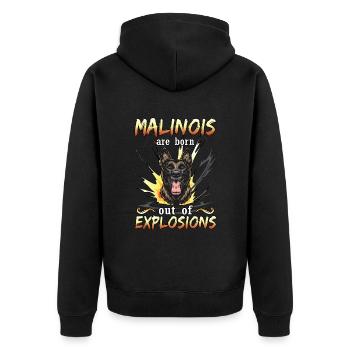 Schäferhund -Malinois Hund -Belgischer Schäferhund - Unisex Premium Bio Zip Hoodie - Schwarz - Hinten - Nico (187cm)