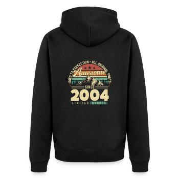 Great since 2004 - Unisex Premium Organic Zip Hoodie - black - Back - Nico (187cm)