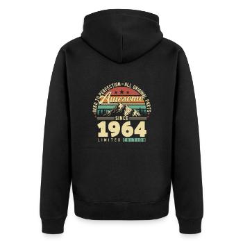 Great since 1964 - Unisex Premium Organic Zip Hoodie - black - Back - Nico (187cm)