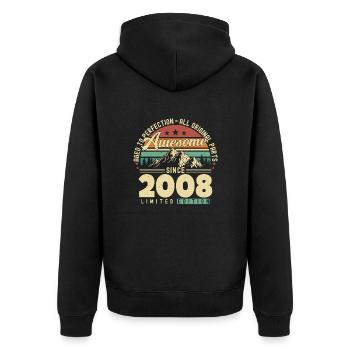 Great since 2008 - Unisex Premium Organic Zip Hoodie - black - Back - Nico (187cm)