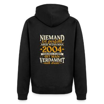 Millésime 2004 né anniversaire citation d’anniversaire - Veste à capuche bio Premium Unisexe - noir - Dos - Nico (187cm)