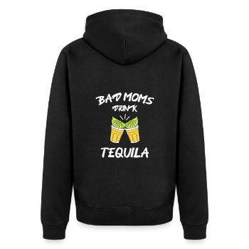 bad moms drink tequila - Unisex Premium Bio Zip Hoodie - Schwarz - Hinten - Nico (187cm)