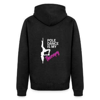 Pole Dance Sprüche - My Therapy - Unisex Premium Bio Zip Hoodie - Schwarz - Hinten - Nico (187cm)