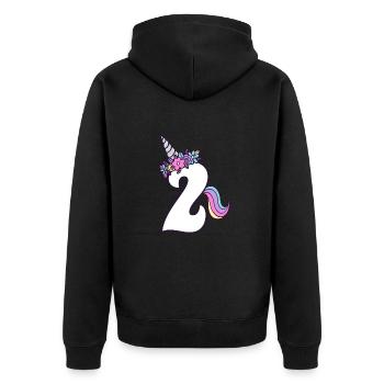 2ème anniversaire fille 2 ans Petite Licorne - Veste à capuche bio Premium Unisexe - noir - Dos - Nico (187cm)