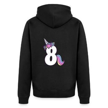 8ème anniversaire fille 8 ans Petite Licorne - Veste à capuche bio Premium Unisexe - noir - Dos - Nico (187cm)
