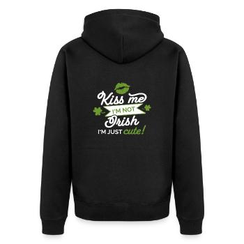 Kiss me not Irish just cute st paddy's day Ireland - Unisex Premium Organic Zip Hoodie - black - Back - Nico (187cm)