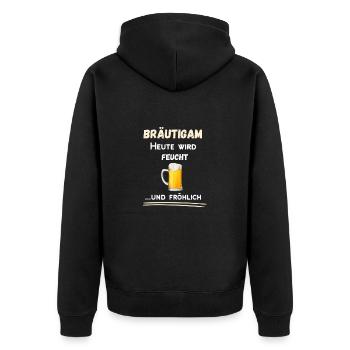 Junggesellenabschied Bräutigam feucht und fröhlich - Unisex Premium Bio Zip Hoodie - Schwarz - Hinten - Nico (187cm)