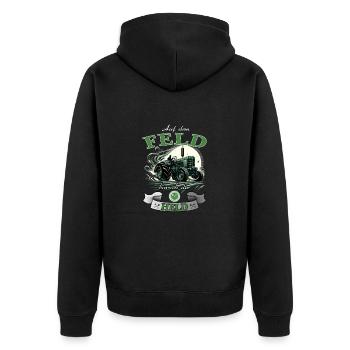 Traktor lustiger Spruch für den Held auf dem Feld - Unisex Premium Bio Zip Hoodie - Schwarz - Hinten - Nico (187cm)