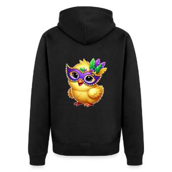 Mardi Gras Küken süßes Huhn Cartoon Design - Unisex Premium Bio Zip Hoodie - Schwarz - Hinten - Nico (187cm)